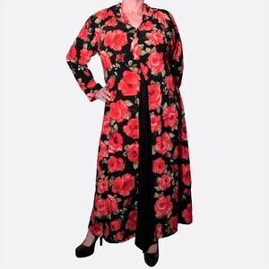 Dark Romance Floral Hooded Maxi Dress Exclusive Handmade Plus Size 0X L